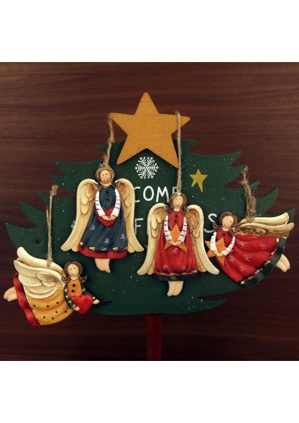 Polyester Asmalı Melek Figürlü Dörtlü Süs Biblo 4