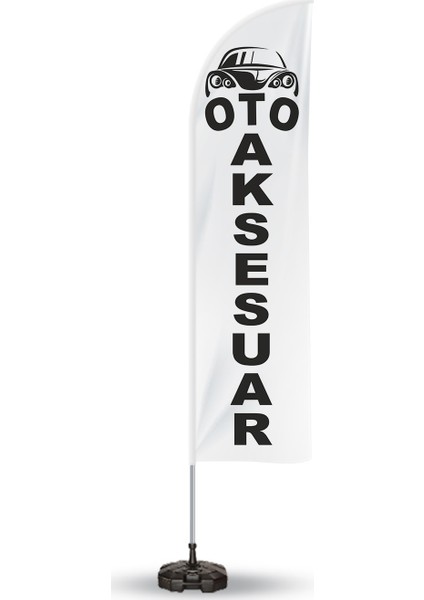 Oto Aksesuar Yönlendirme Tanıtım ve Reklam Yelken Bayragı Beyaz