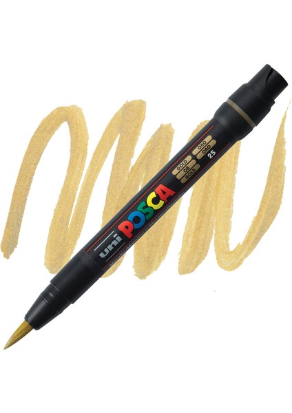 Posca 1-10 mm Fırça Uçlu Su Bazlı Poster Markörü Altın Gold PCF-350