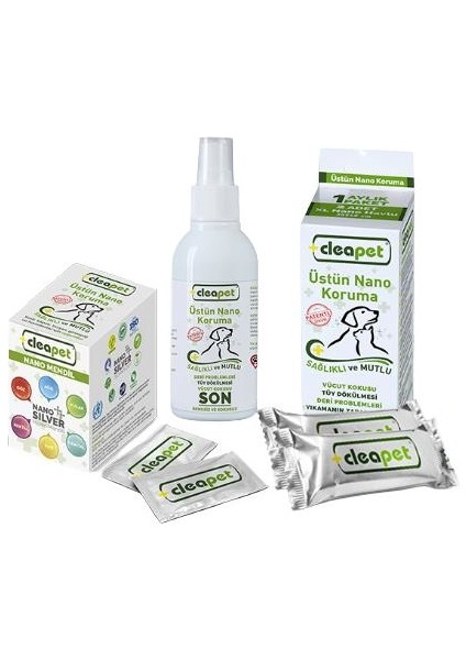 Köpek Maxi Sağlık 1Kt Havlu + 1Nano Sprey 150 ml + 1Kt Nano Mendil