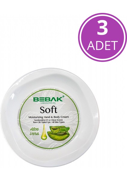 Aloe Vera Soft Nemlendirici Bakım Kremi Kavanoz 3x300 ml