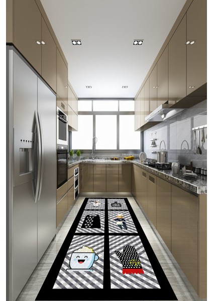 Renkli Taş Desenli Halı (Makinada Yıkanabilir Kaymaz DotTaban) - CP626