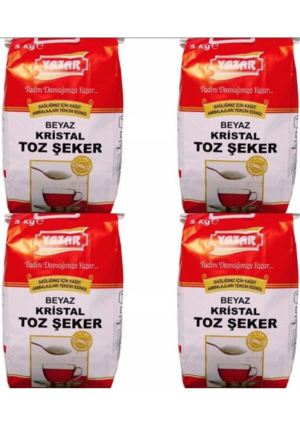 Kağıt Ambalaj (Kraft) Kristal Toz Şeker 5 kg x 4'lü