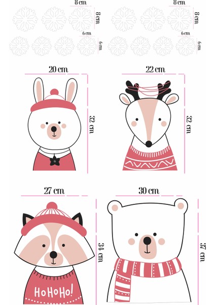 Yılbaşına Özel Kar Taneleri, Geyik, Ayıcık Figürlü Noel Süsleri Duvar-Cam Sticker modelleri