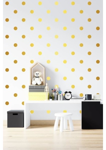 Gold Renkli Puantiye Duvar Sticker -150 Adet - 5 cm