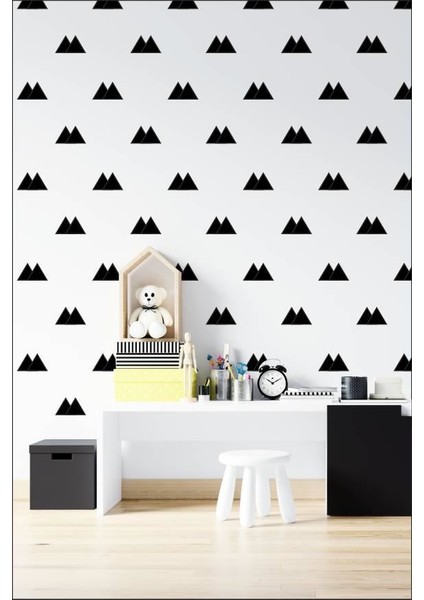Siyah Dağ Sticker - Çocuk Bebek Odası Duvar Sticker 3,5x6 cm - 100 adet