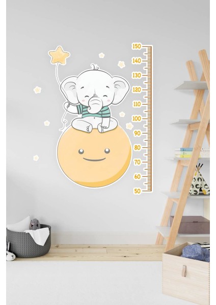 Güneş, Fil ve Yıldızlar Boy Cetvel Sticker 90x105 cm