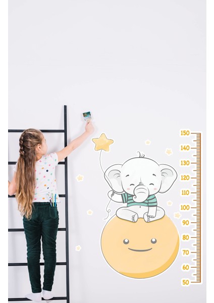 Güneş, Fil ve Yıldızlar Boy Cetvel Sticker 90x105 cm fiyatları
