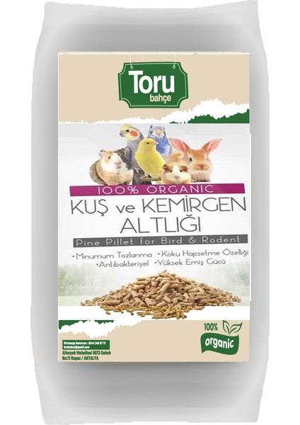 100% Organik Çam Pelet  20 Lt(11-12 Kg) Sürüngen /kuş ve Kedi Altlığı