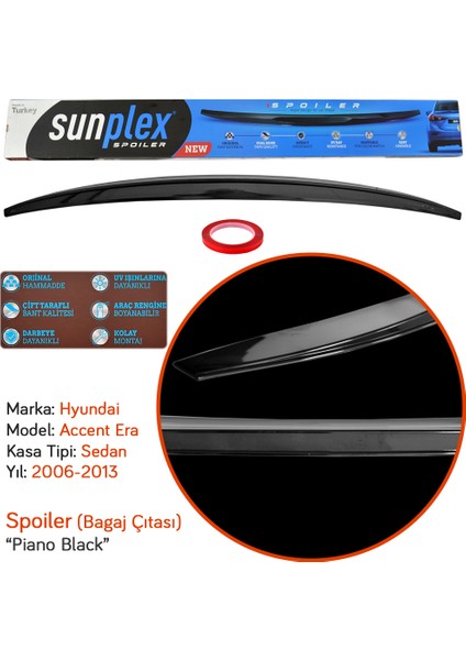 Hyundai Accent Era 2006-2013 Spoiler Bagaj Çıtası Piano Black modelleri