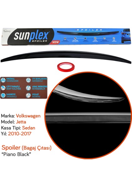 Volkswagen Jetta 2010-2017 Spoiler Bagaj Çıtası Piano Black