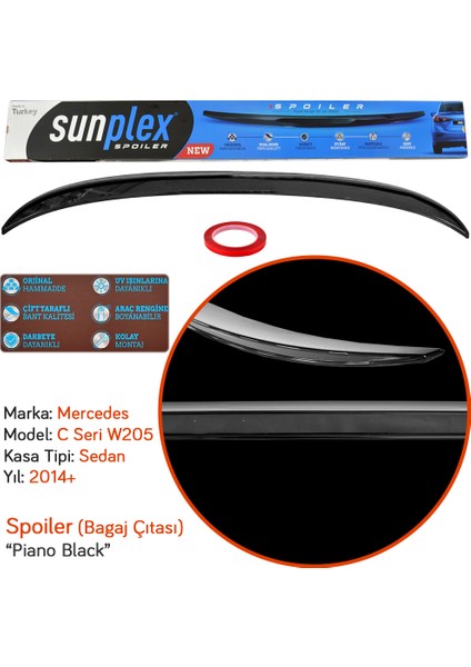 Mercedes C Serisi W205 2014+ Spoiler Bagaj Çıtası Piano Black modelleri