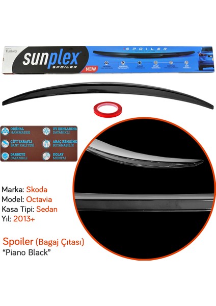 Skoda Octavia 2013+ Spoiler Bagaj Çıtası Piano Black modelleri