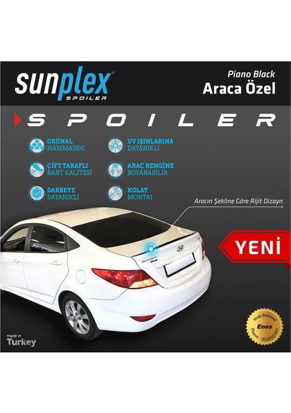 Hyundai Accent Blue 2011-2018 Spoiler Bagaj Çıtası Piano Black