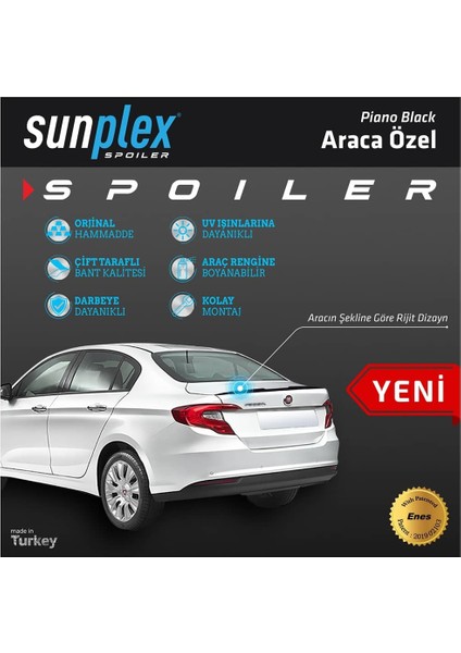 Fiat Egea 2015-2020 Spoiler Bagaj Çıtası Piano Black indirimleri