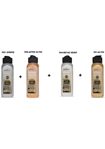 Gold Metalik Multi Surface Akrilik Boya Seti 140ML - 4'lü