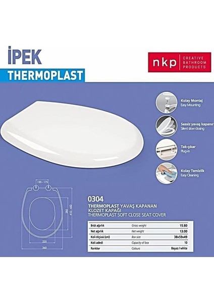 Ipek Soft Thermoplast Yavaş Kapanan Klozet Kapağı fiyatları