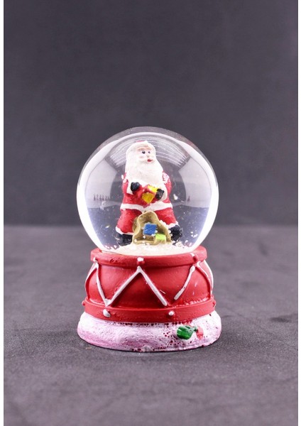 Noel Baba Hediye Torbası Temalı Mini Boy Işıklı Yılbaşı Kar Küresi 6.5 cm B