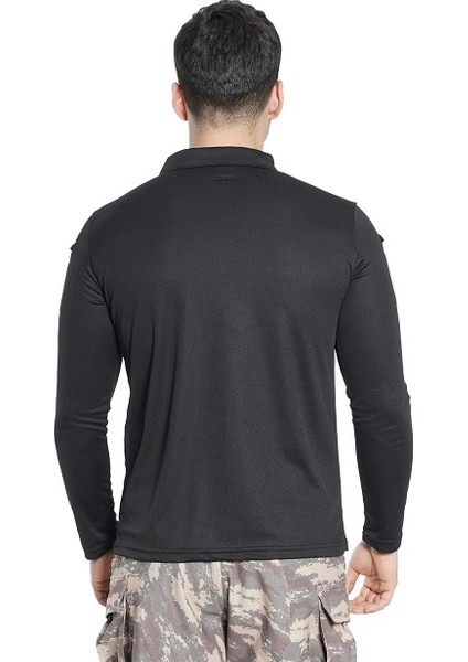 Polo Yaka Taktik Tişört Siyah