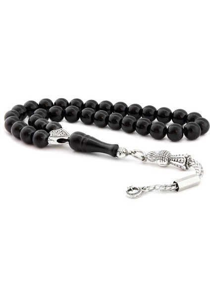 Kararmaz Metal Ay Yıldız Püsküllü Rus Oltu Tesbih (M-1)