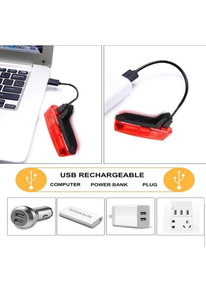 Hsgl USB Şarjlı Ön Arka Işıklı Far Set