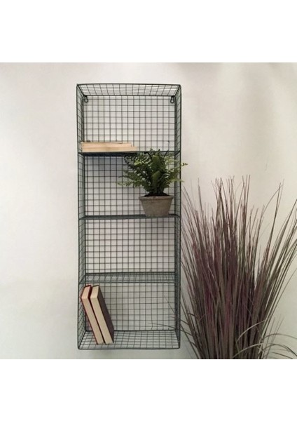Metal 4 Gözlü Grid (Kafes) Telli Duvar Rafı