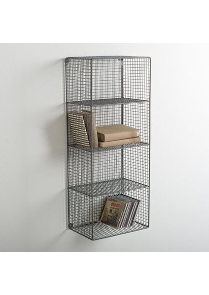 Metal 4 Gözlü Grid (Kafes) Telli Duvar Rafı