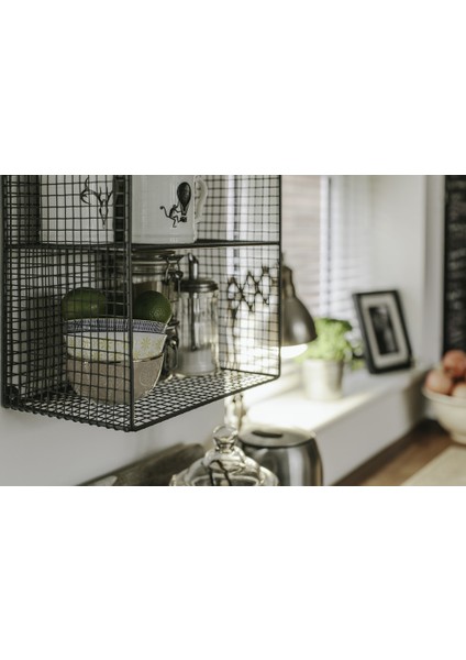 Metal 4 Gözlü Grid (Kafes) Telli Duvar Rafı