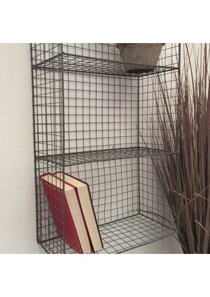 Metal 4 Gözlü Grid (Kafes) Telli Duvar Rafı
