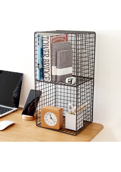 Dekoratif Metal 2 Gözlü Kafes Go Duvar Rafı