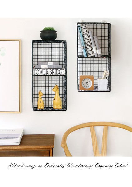 Dekoratif Metal 2 Gözlü Kafes Go Duvar Rafı modelleri