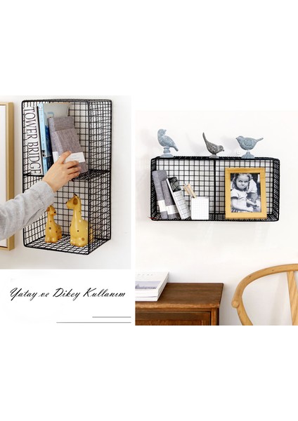 Dekoratif Metal 2 Gözlü Kafes Go Duvar Rafı fırsatları
