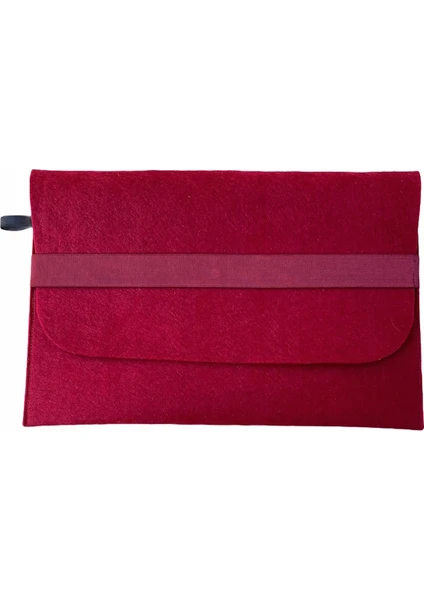 Handmade MacBook Air Kılıf Çanta 13.3'' Için Bordo Üzerine Bordo Bantlı Bordo