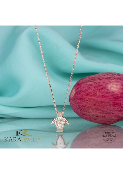 Gümüş Kolye Swarovskı Taşlı Penguen Temalı Rose Kaplama Kadın Kolye fiyatları