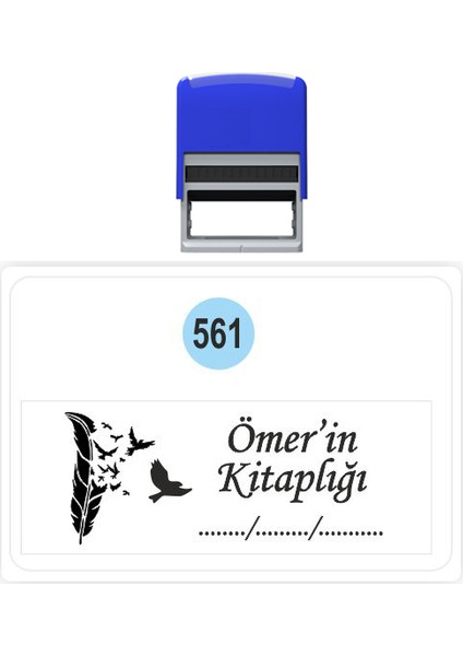 Kuş Tüyü Kaşe Kitap Mührü Kitap Damgası Kişiye Özel Kaşe 561