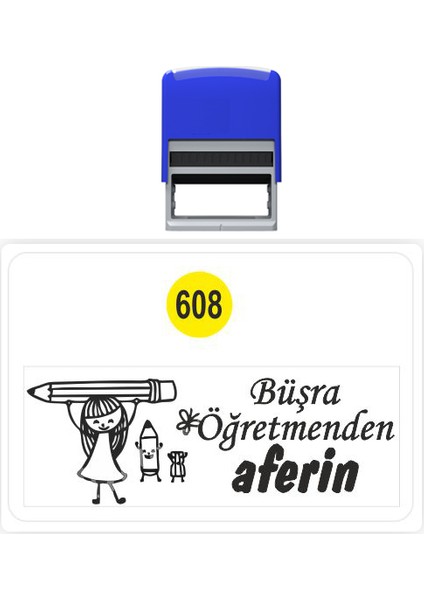 Baskı Life Öğretmen Aferin  Kaşe  Kitap Mührü Kitap Damgası Kişiye Özel Kaşe 608