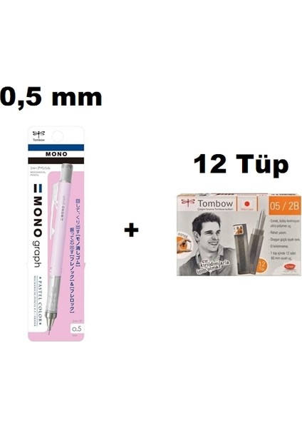 Mono Graph Mekanik Kurşun Kalem 0.5mm Lavanta + 12 Tüp Tombow 0.5mm 2B Min