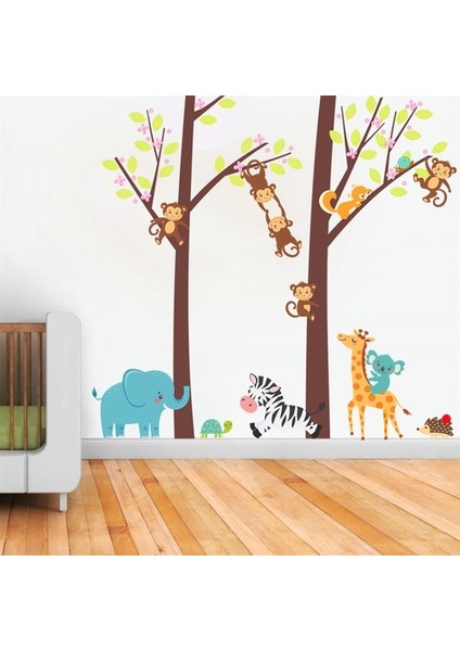 Kt Decoration Maymunlar ve Sevimli Hayvanlar Bebek ve Çocuk Odası Pvc Duvar Sticker