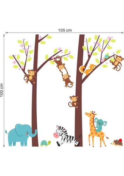Kt Decoration Maymunlar ve Sevimli Hayvanlar Bebek ve Çocuk Odası Pvc Duvar Sticker indirimleri