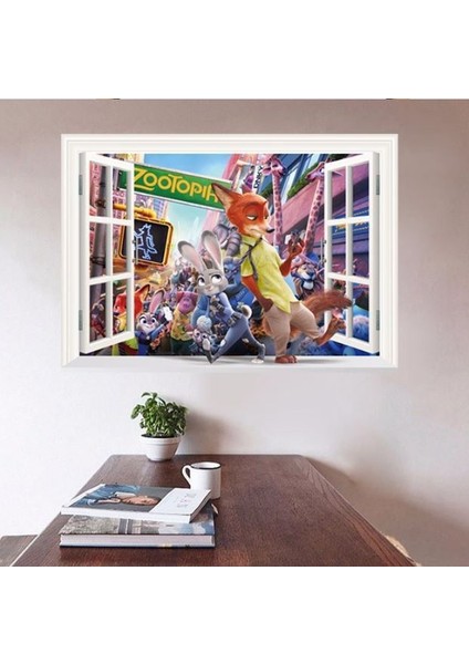 Kt Decoration Zootopia Zootropolis Hayvanlar Şehri Bebek ve Çocuk Odası Pvc Duvar Sticker
