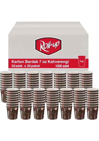 Karton Bardak 7 oz Kahverengi 50li 20 Paket (1000 Adet)