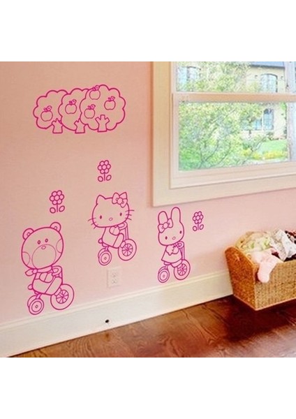 Kt Decoration Pembe Hello Kitty Çocuk Odası Dekorasyonu Duvar Dekoru Pvc Sticker fiyatları