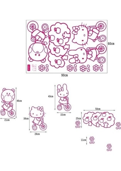 Kt Decoration Pembe Hello Kitty Çocuk Odası Dekorasyonu Duvar Dekoru Pvc Sticker fırsatları