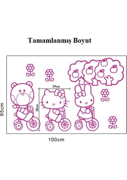 Kt Decoration Pembe Hello Kitty Çocuk Odası Dekorasyonu Duvar Dekoru Pvc Sticker indirimleri