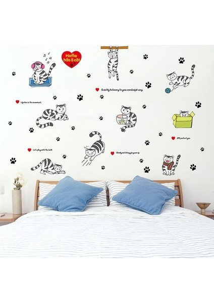 Kt Decoration Yaramaz Kediler Bebek ve Çocuk Odası Pvc Duvar Sticker