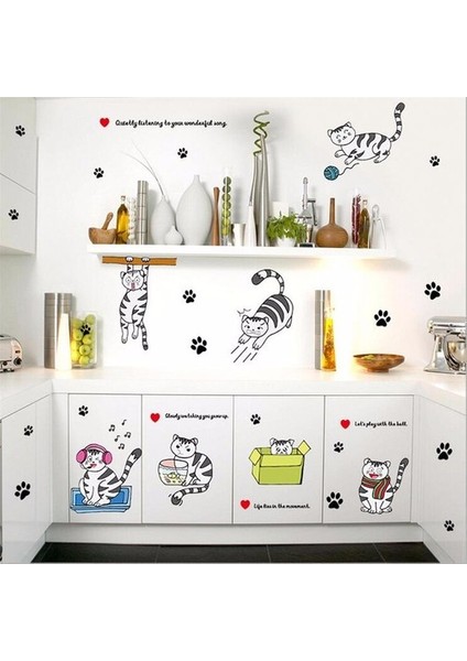 Kt Decoration Yaramaz Kediler Bebek ve Çocuk Odası Pvc Duvar Sticker modelleri