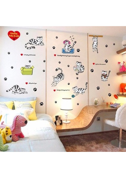 Kt Decoration Yaramaz Kediler Bebek ve Çocuk Odası Pvc Duvar Sticker fırsatları
