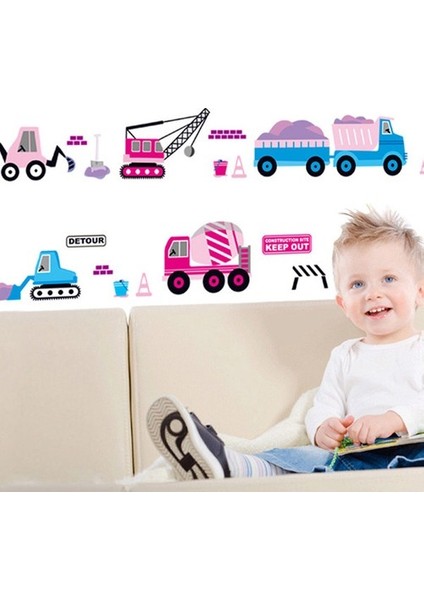 Kt Decoration Pembe Mavi Araçlar Bebek ve Çocuk Odası Duvar Dekorasyonu Duvar Sticker