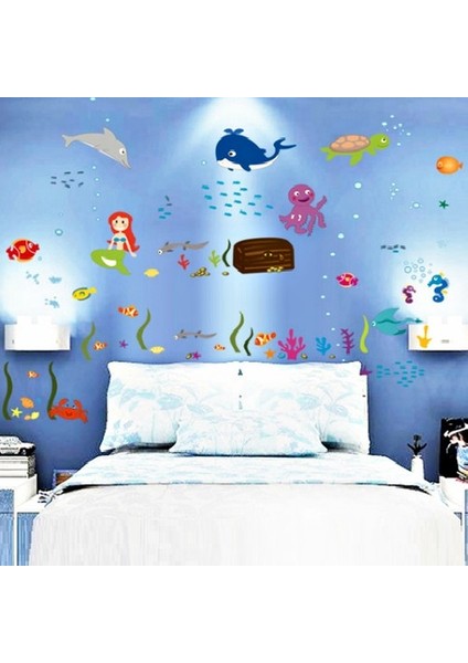 Kt Decoration Deniz Hayvanları Denizkızı Çocuk ve Bebek Odası Duvar Dekorasyonu