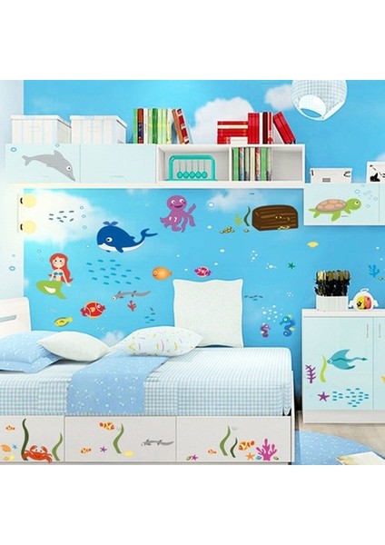 Kt Decoration Deniz Hayvanları Denizkızı Çocuk ve Bebek Odası Duvar Dekorasyonu modelleri
